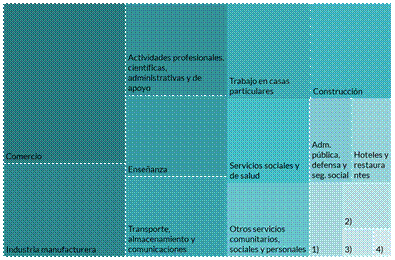 Ramas de actividad de la ocupación principal. Ciudad de Rosario, 2021